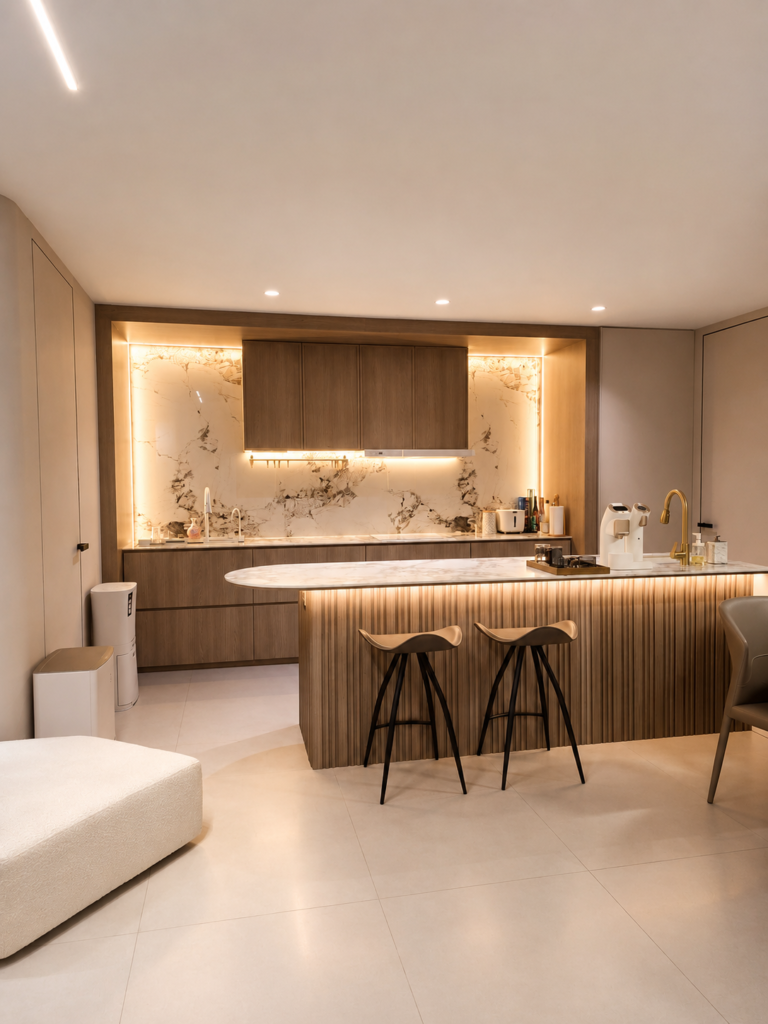 Sherwood Tower Residence - Curved Forms & Soft Neutrals